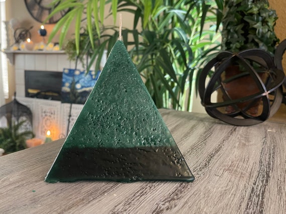 Green Pyramid Pillar Candle