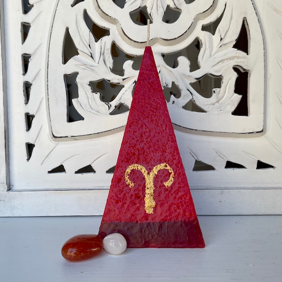 Aries Zodiac Pyramid Candle - Red