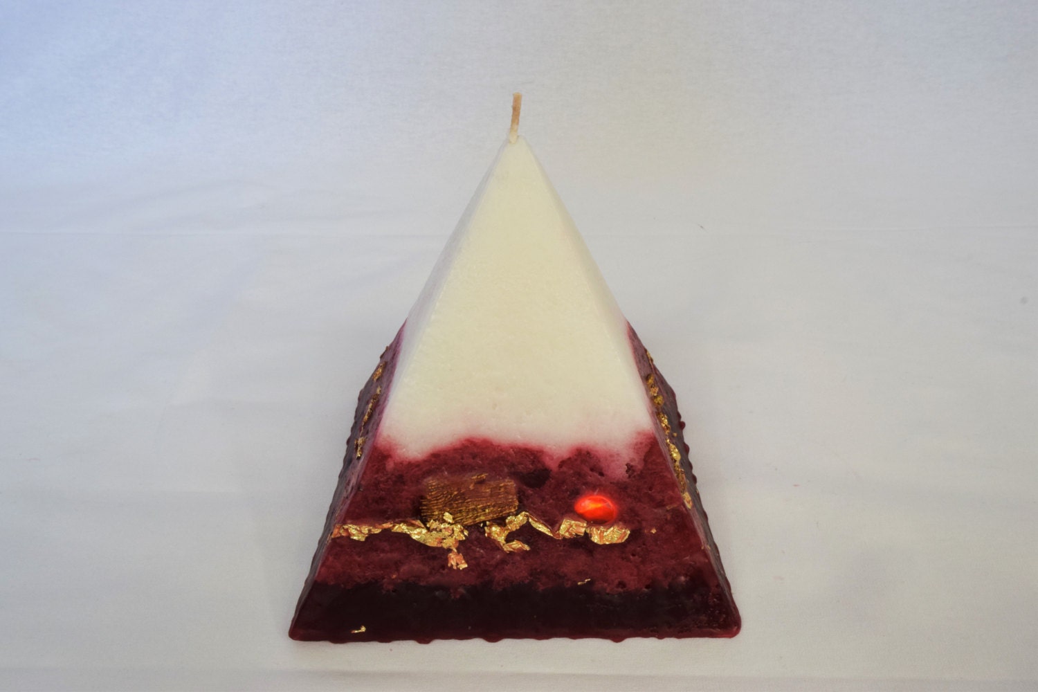 Artisan Pyramid Shaped Candle Red and White