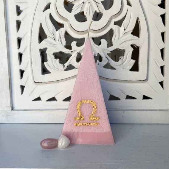 Libra Zodiac Pyramid Candle - Pink