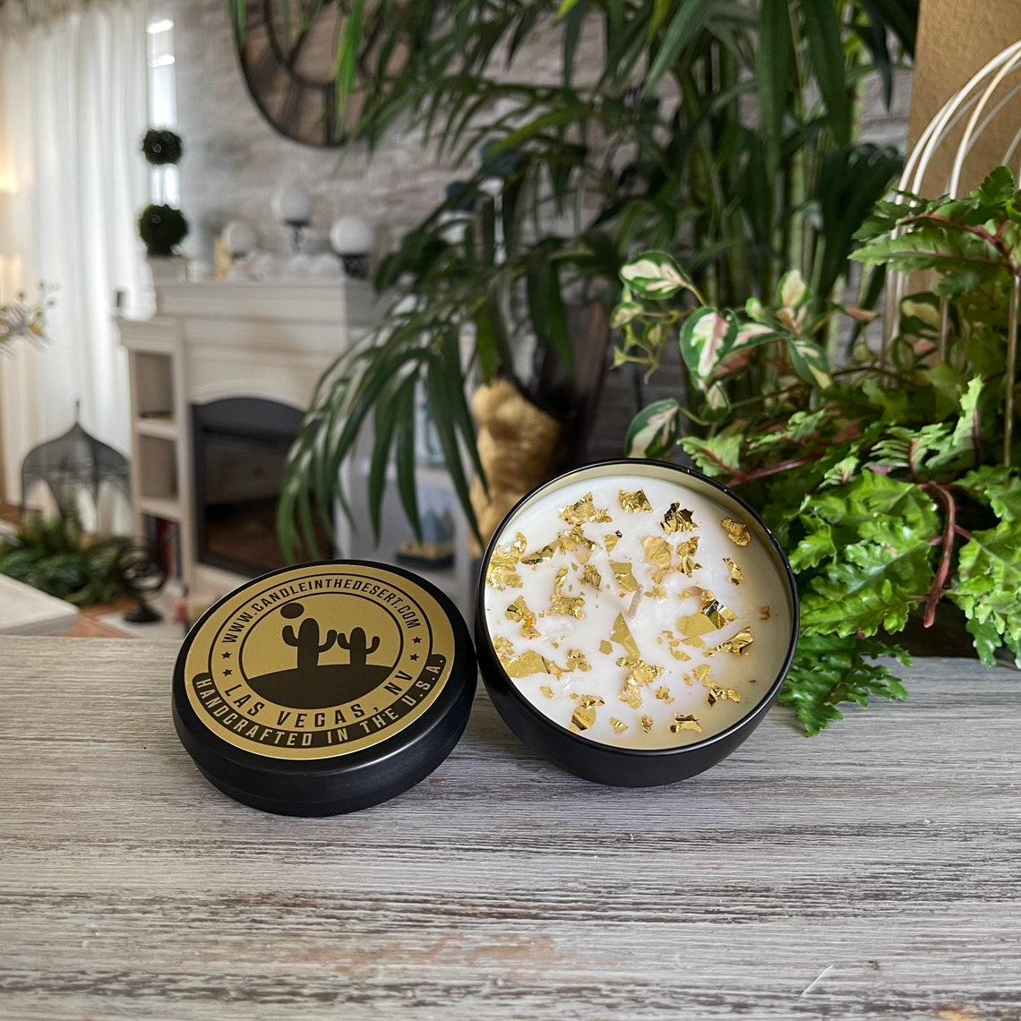 Soy Candle With Gold Flakes 8 Ounces Choice of Fragrance Etsy