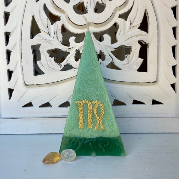 Virgo Zodiac Pyramid Candle - Light Green