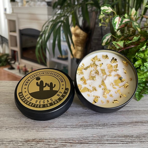 Soy Candle with Gold Flakes - 8 ounces - Choice of Fragrance