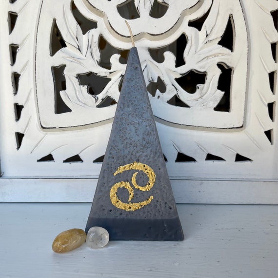 Cancer Zodiac Pyramid Candle - Gray