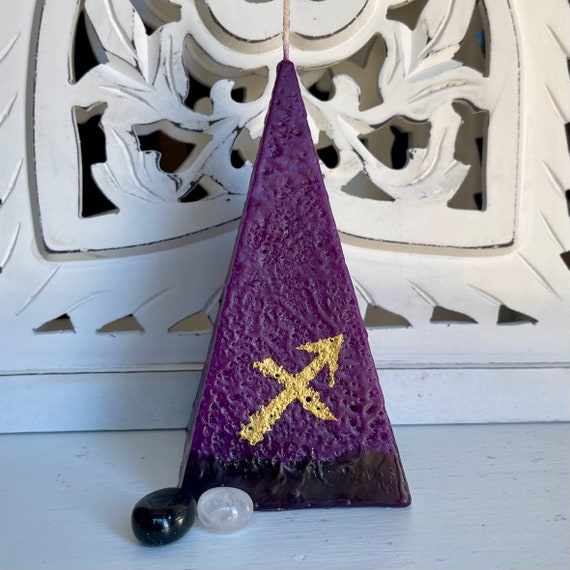 Sagittarius Zodiac Pyramid Candle - Purple