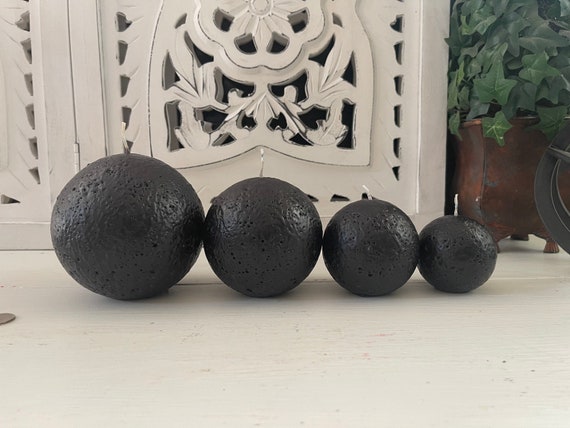 Set of 4 Black Sphere (Ball) Candles