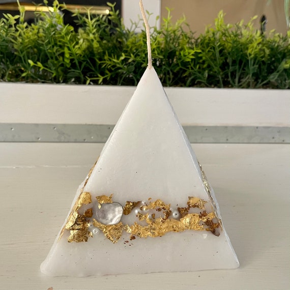 Artisan Pyramid Shaped Candle - White