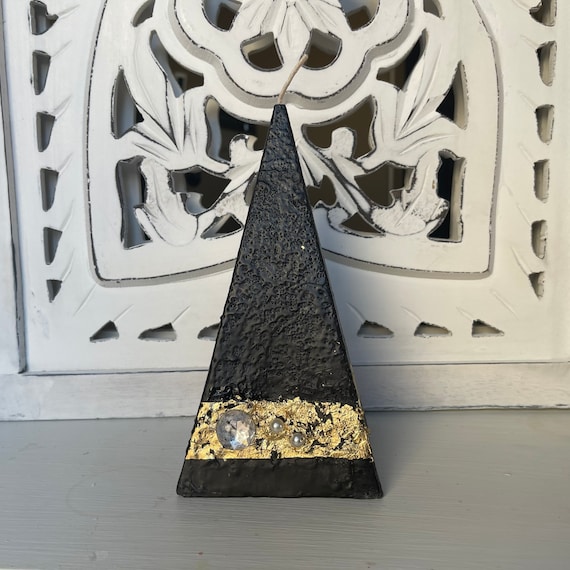 Black Artisan Pyramid Shaped Candle