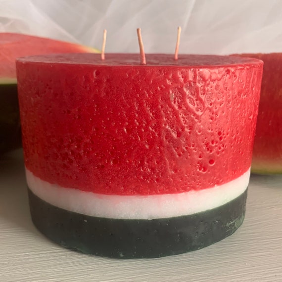 Watermelon Three Wick Pillar Candle Small