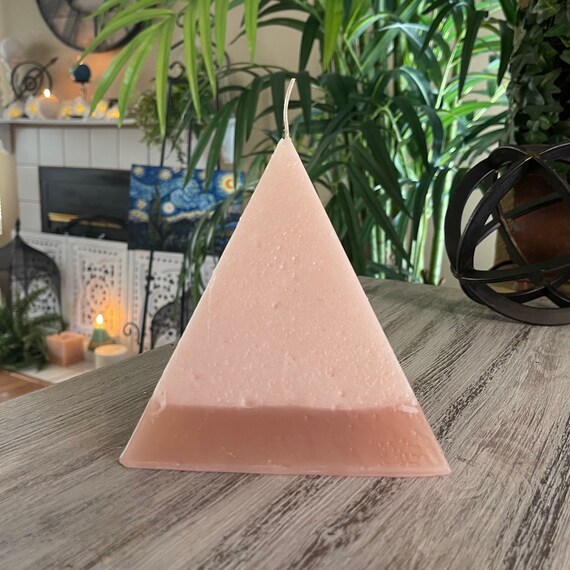 Beige Pyramid Pillar Candle