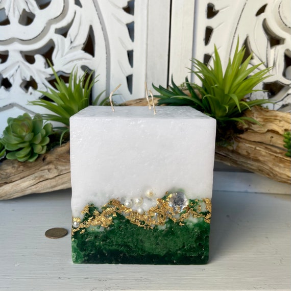 Square Three Wick Artisan Pillar Candle