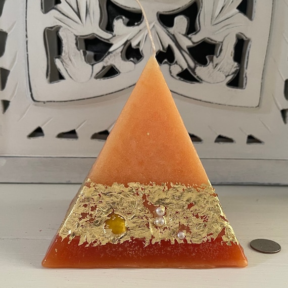 Artisan Pyramid Shaped Candle - Orange