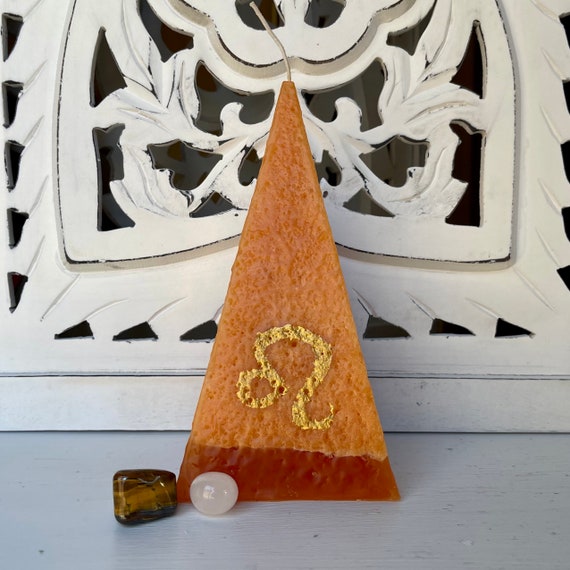 Leo Zodiac Pyramid Candle - Orange