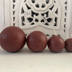 Set of 4 Brown Sphere (Ball) Candles