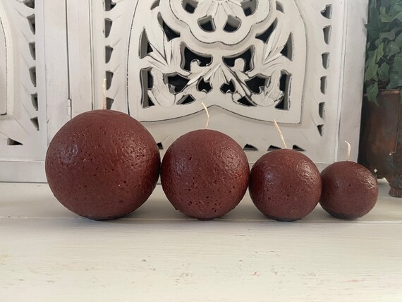 Set of 4 Brown Sphere (Ball) Candles
