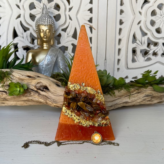 Svadhishthana- Sacral Chakra Pyramid Candle - Orange