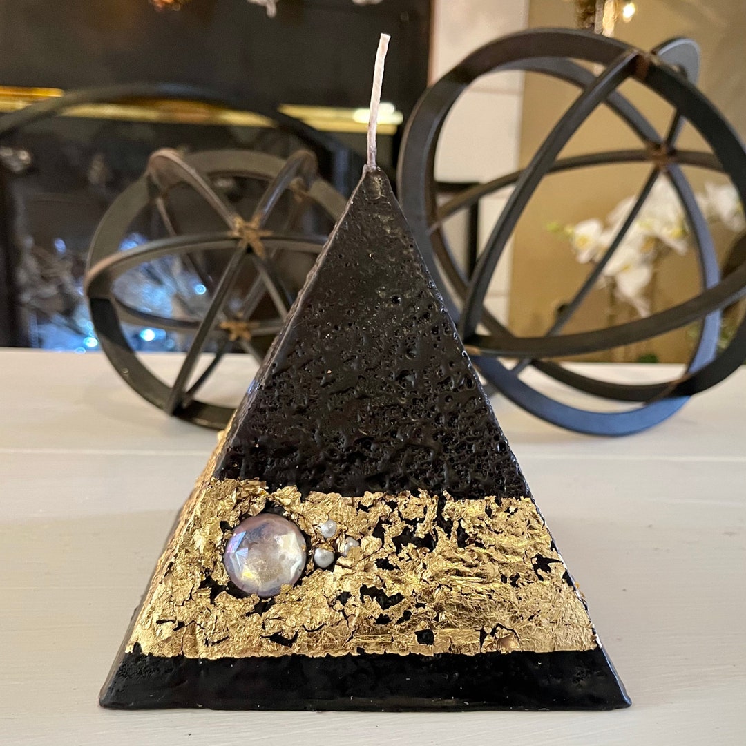 Artisan Pyramid Shaped Candle Black Etsy
