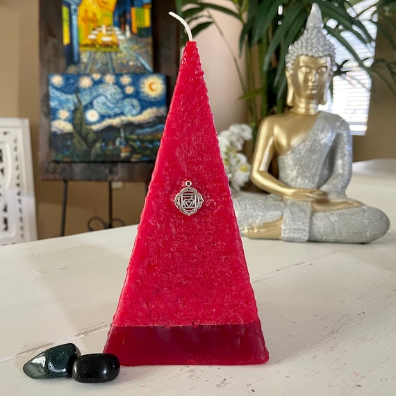 Pyramid Root Chakra Red Candle