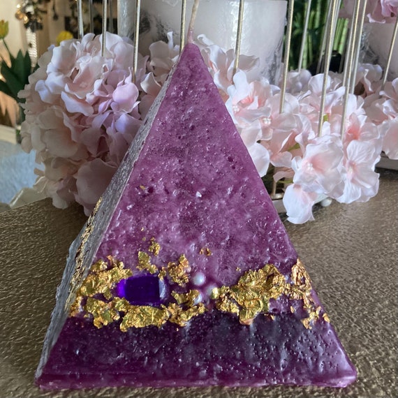 Artisan Pyramid Shaped Candle - Purple