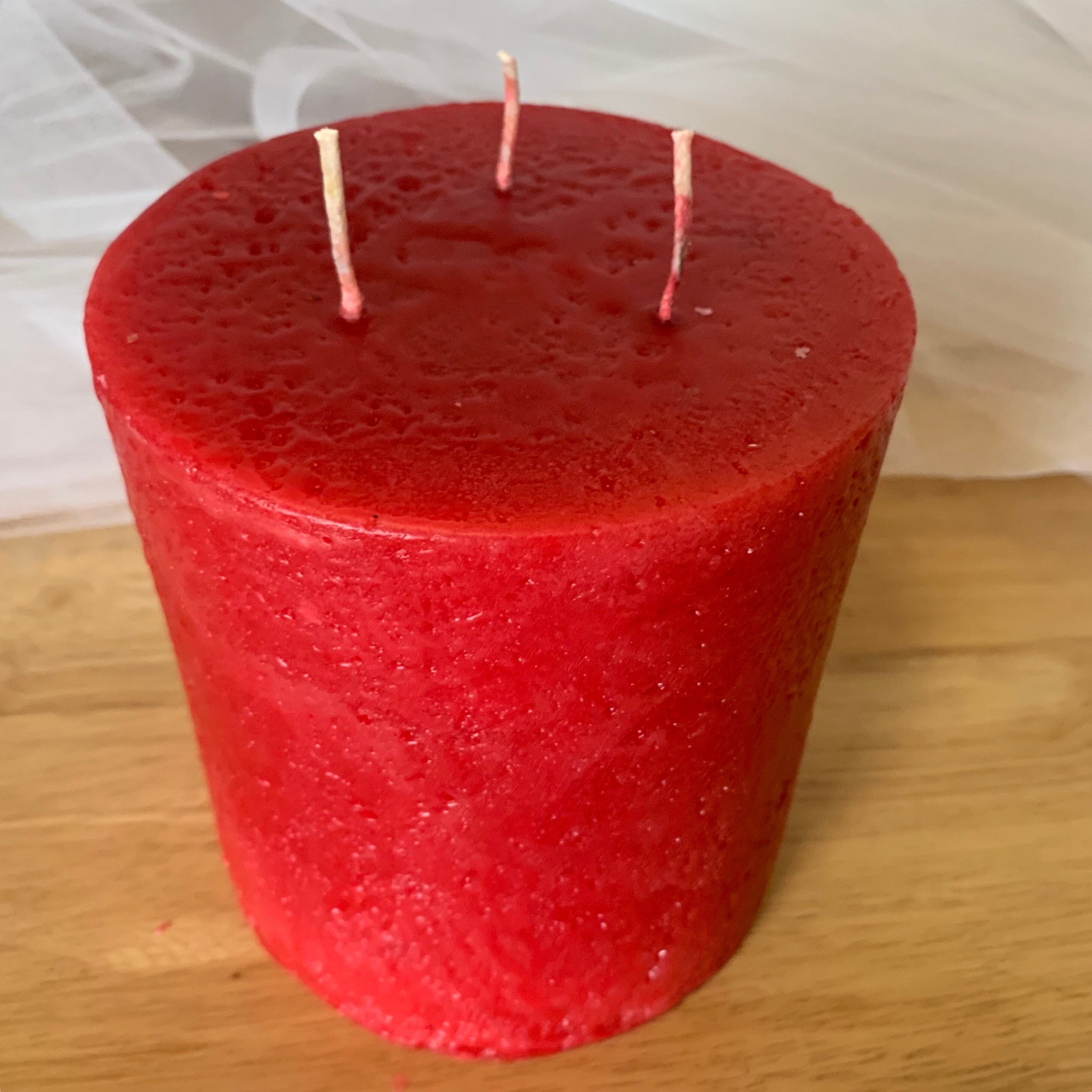 Red Three Wick Pillar Candle Medium Etsy
