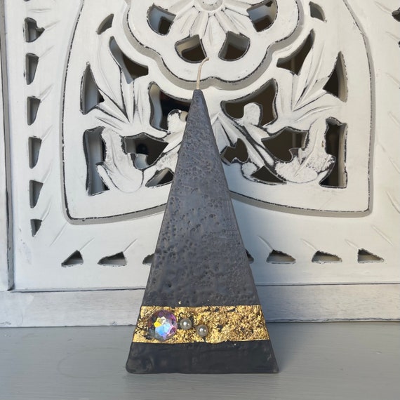 Gray Artisan Pyramid Shaped Candle
