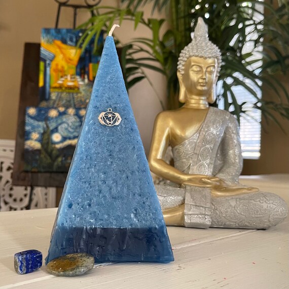 Pyramid Third Eye Chakra Blue Candle
