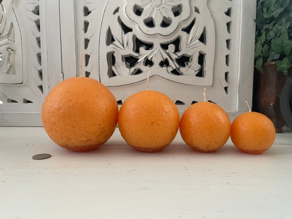 Set of 4 Orange Sphere (Ball) Candles
