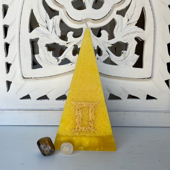 Gemini Zodiac Pyramid Candle - Yellow