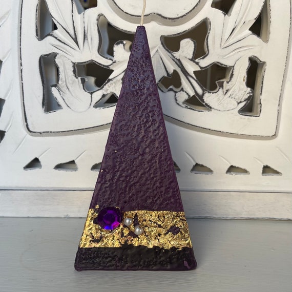 Purple Artisan Pyramid Shaped Candle