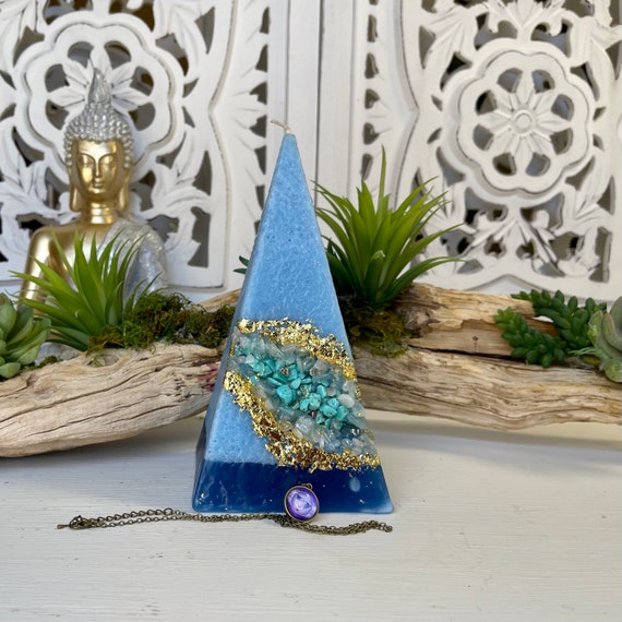 Vishuddha- Throat Chakra Pyramid Candle - Light Blue