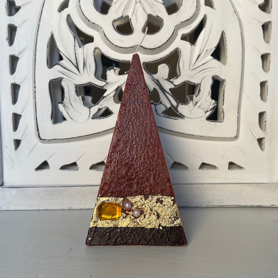Brown Artisan Pyramid Shaped Candle
