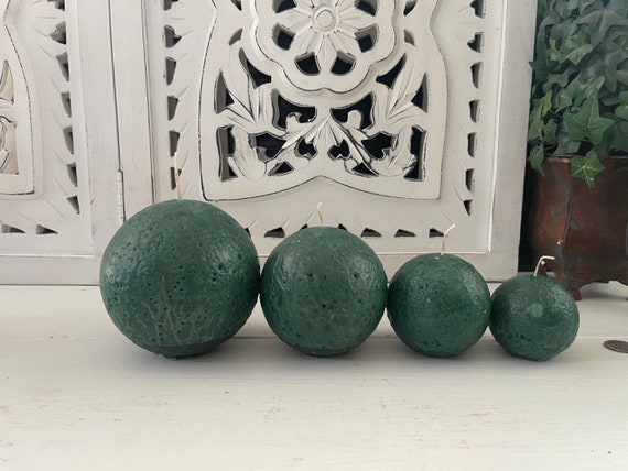 Set of 4 Green Sphere (Ball) Candles