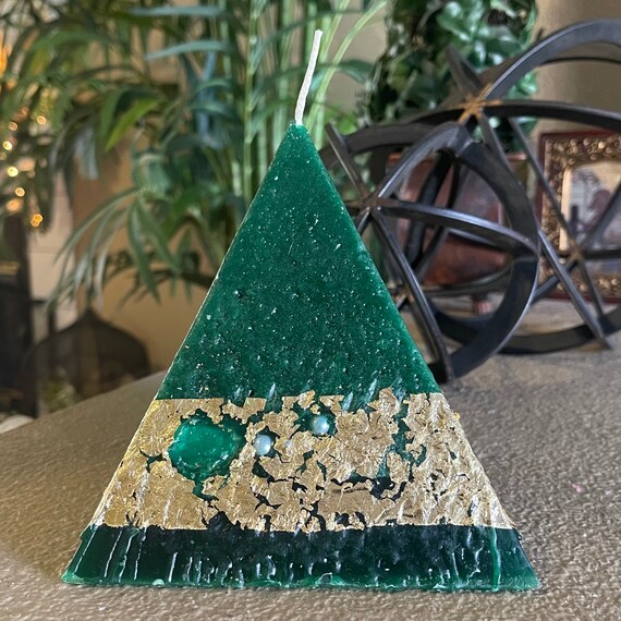 Artisan Pyramid Shaped Candle - Forest Green