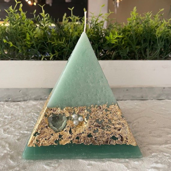 Artisan Pyramid Shaped Candle - Light Green