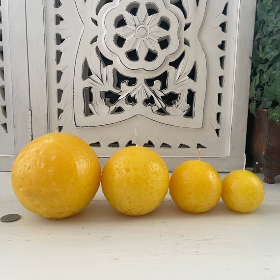 Set of 4 Yellow Sphere (Ball) Candles