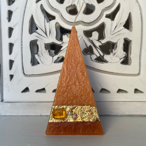 Orange Artisan Pyramid Shaped Candle