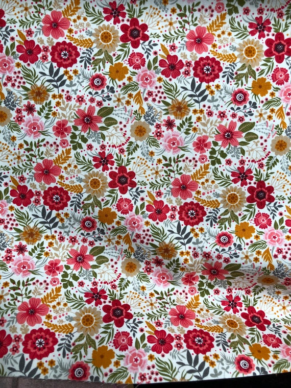 Pink Rose Floral Fabric Pink and Ivory Cotton Fabric Rose | Etsy