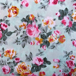 Mint Floral Fabric, Mint Green Cotton Dress Fabric, Rose and Hubble fabric 100% cotton poplin fabric UK