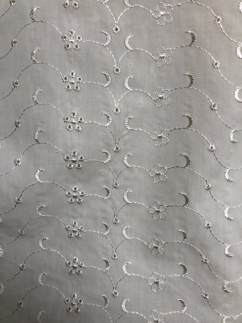 Cream embroidery anglaise fabric cotton poplin fabric UK Etsy