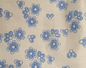 Blue floral fabric, Rose and Hubble 100% cotton poplin fabric UK