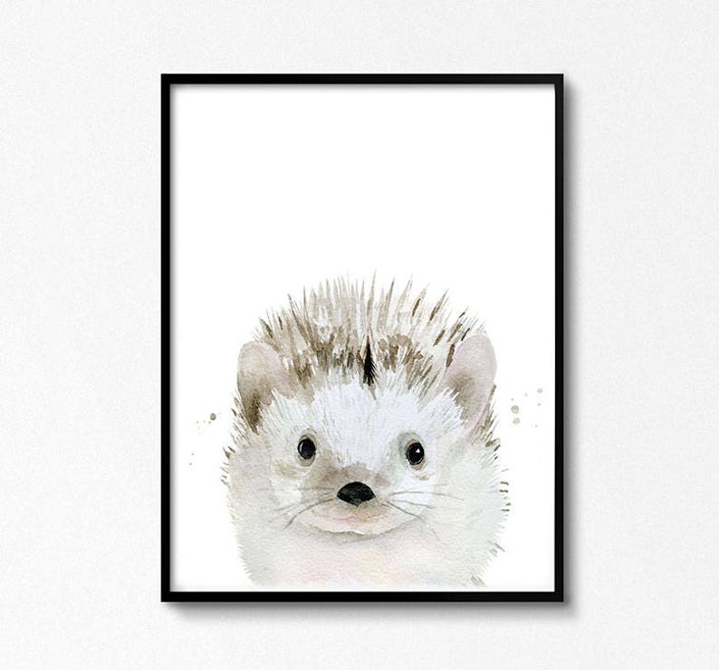 Woodland Forest Decor Forest Animal Print Baby Room Poster Nursery Printable Wall Art Kid room print Hedgehog Print Animal Watercolour