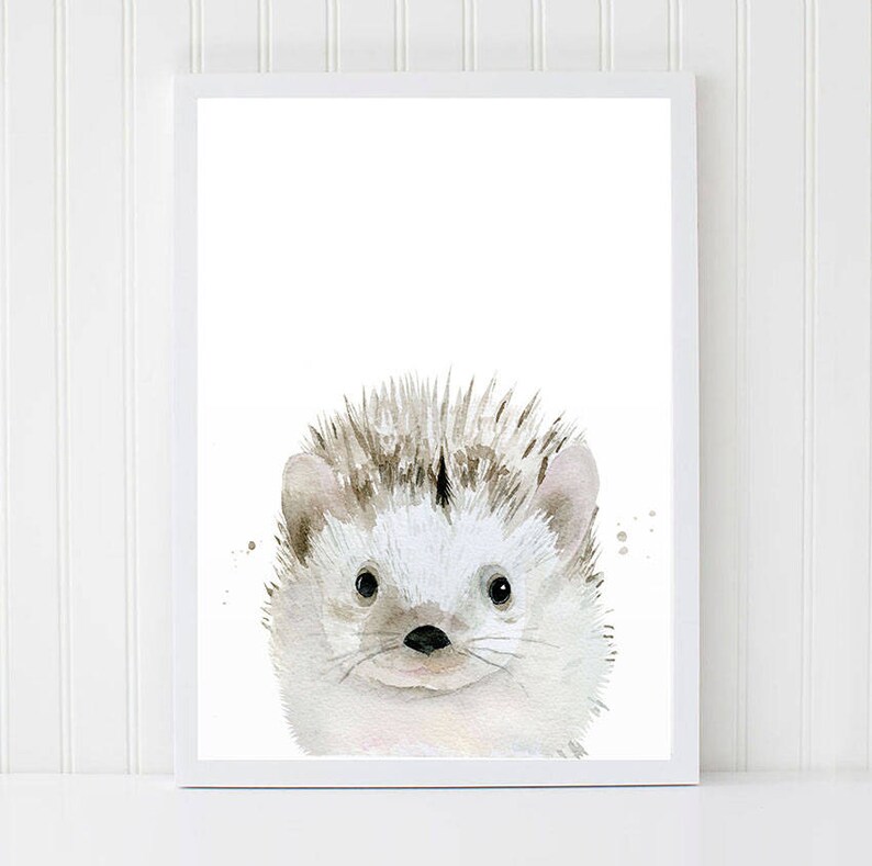 Woodland Forest Decor Forest Animal Print Baby Room Poster Nursery Printable Wall Art Kid room print Hedgehog Print Animal Watercolour