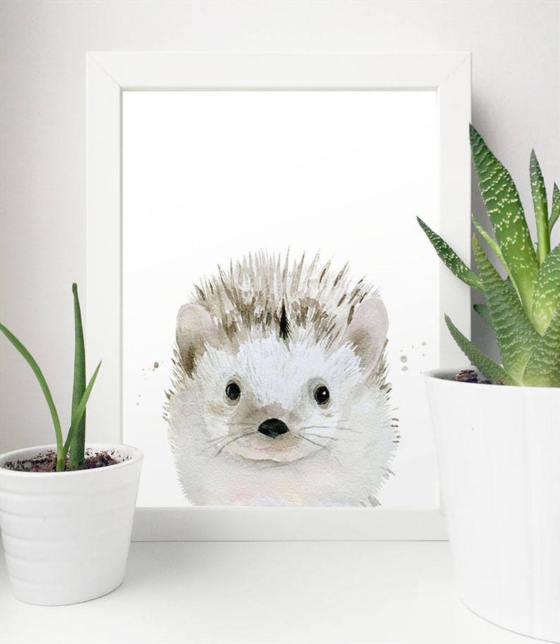 Woodland Forest Decor Forest Animal Print Baby Room Poster Nursery Printable Wall Art Kid room print Hedgehog Print Animal Watercolour