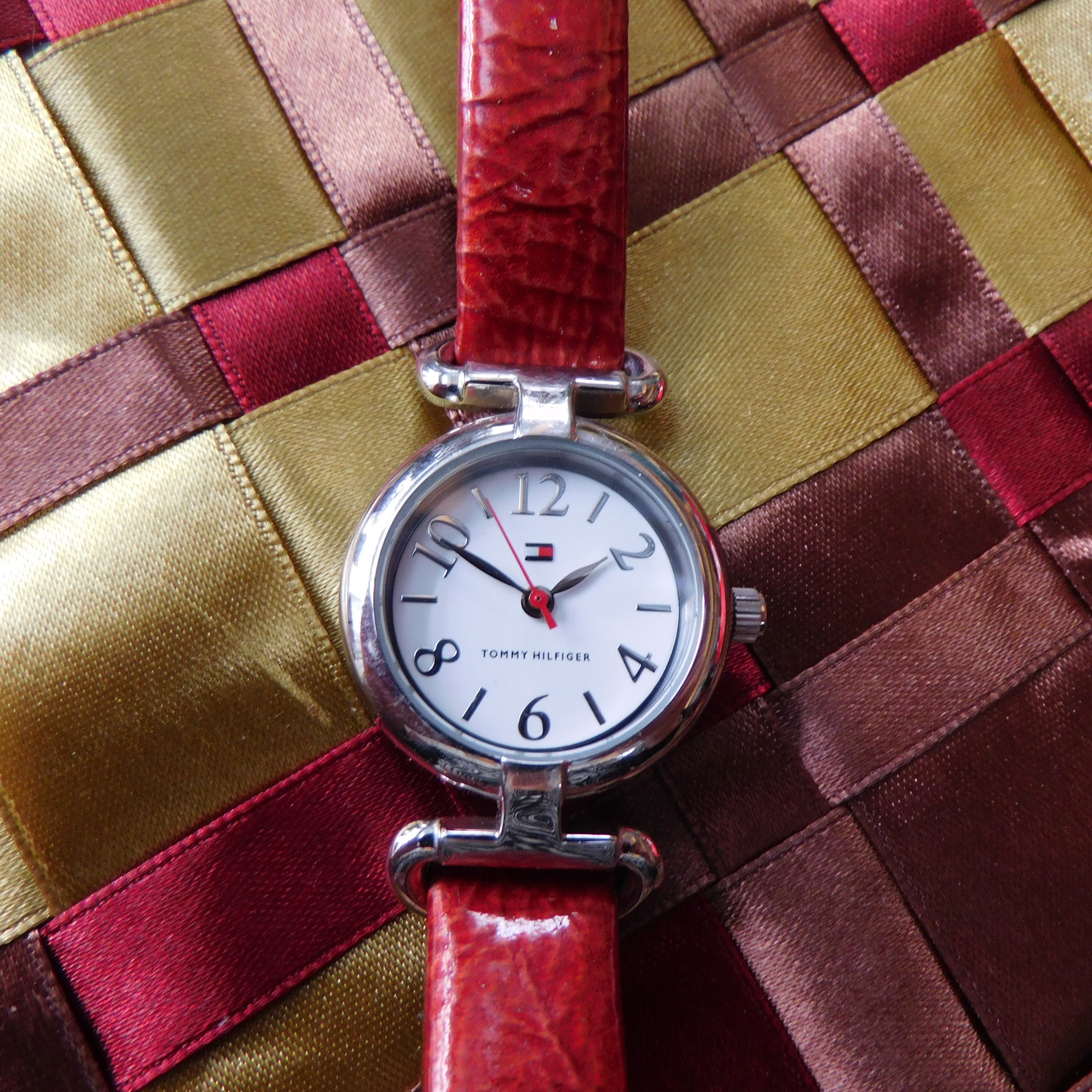 Tommy Hilfiger Women's Red Leather Strap Watch Free - Etsy