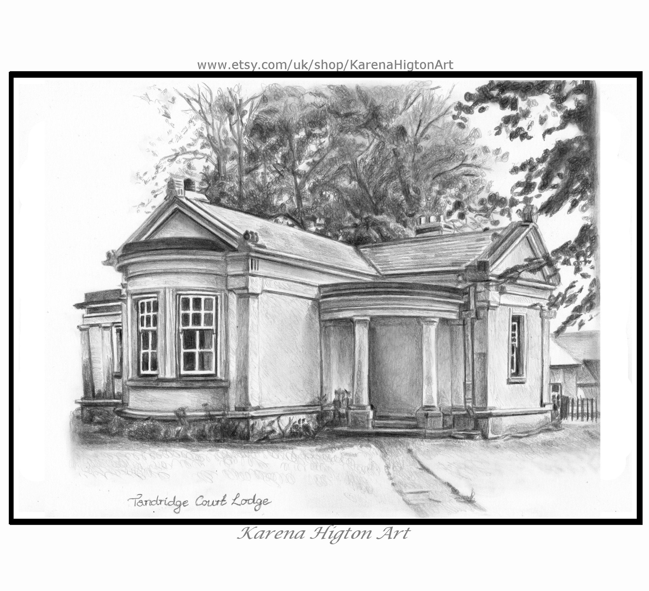 Custom House Portrait Pencil Drawing Home Sketch From Photo Hand Drawn ...