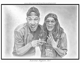 Couple Portrait Hand Drawn Sketch from Photo Wedding Engagement Gift Paper Anniversary Pencil Drawing