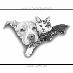 Custom Pet Portrait Sketch From Photo Hand Drawn Dog Cat Horse Gift ...