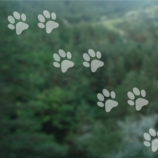 Frosted Paw Print Window Stickers, Etched Safety Glass Stickers, Dog Paw Print Shape Etch Safety Window Decals, Animal Paw Print Stickers