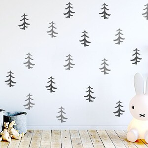 Scandinavian Pine Tree Pattern Wall Decals, Pine Tree Wall Stickers, Woodland Nursery Wall Stickers, Forest Wall Decor, Nature Trees Pattern