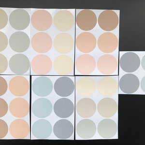 Pack of 40 Boho Neutral Polka Dot Wall Stickers, 7 cm, Soft Pastel Nursery Wall Decals, Muted Nursery Spots, Earthy Tones Baby Room Decor